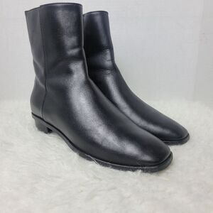 Aquatalia Lucie Women's Bootie Size 7.5  Weatherproof Black Leather Square-Toe